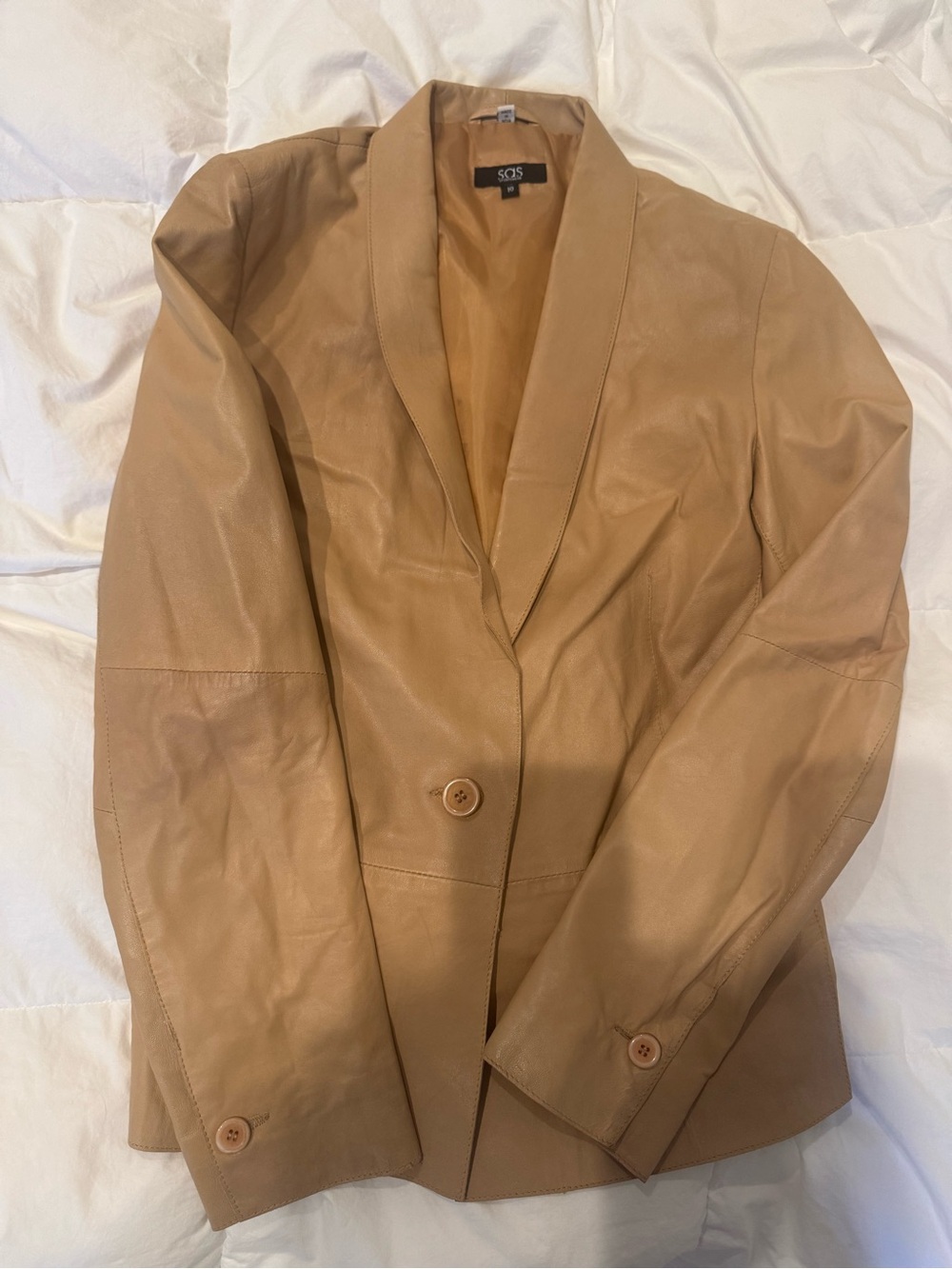 Saks Fifth Avenue Camel/Tan Leather Blazer